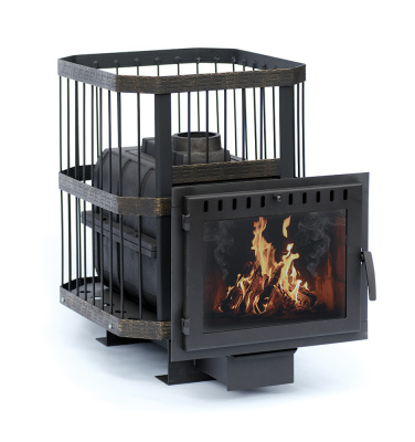  Чугунная банная печь НМК "Сибирь-20". Панорамная дверца (сетка)