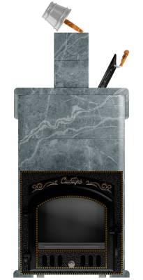  Премиальная банная печь "Сибирь-40"(дверка 545х545), в облицовке "Президент" талькомагнезит