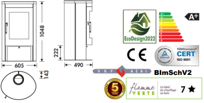  PANADERO Печь-камин OVAL 1 STONE EcoDesign