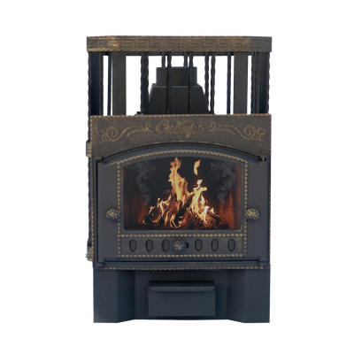  Чугунная банная печь НМК "Сибирь-24". Каминная дверца "Сибирь" (сетка)