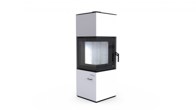  Печь-камин Defro HOME QUADROOM, 9,6 кВт, белая сталь