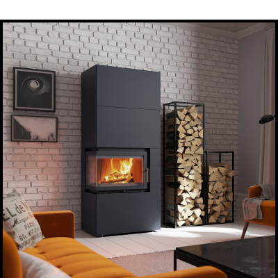 Каминокомплект SIMPLE Box черный с топкой BS, левый угол Каминокомплект SIMPLE Box черный с топкой BS, левый угол