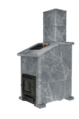  Премиальная банная печь "Сибирь-25" без ВТК в облицовке "Президент" талькомагнезит