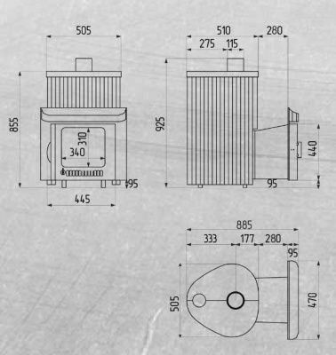  Банная печь Фёрингер Ламель Малютка (Пироксенит+"Окаменевшее дерево")