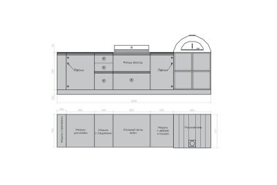 Кухня Astov BBQ № 4 (ширина 3300 мм)(готовое решение) Кухня Astov BBQ № 4 (ширина 3300 мм)(готовое решение)