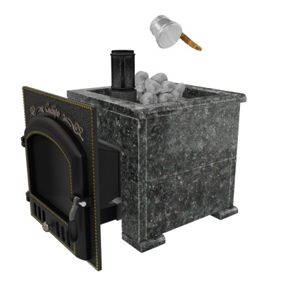  Премиальная банная печь "Сибирь 25" дверка 700*700 в облицовке Оптима, пироксенит