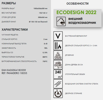  PANADERO Печь-камин DELTA