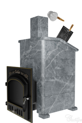  Премиальная банная печь "Сибирь-40"(дверка 700х700), в облицовке "Президент" талькомагнезит
