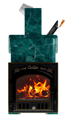  Премиальная банная печь "Сибирь-25" ЗК (дверка 545х545) в облицовке "Президент" змеевик