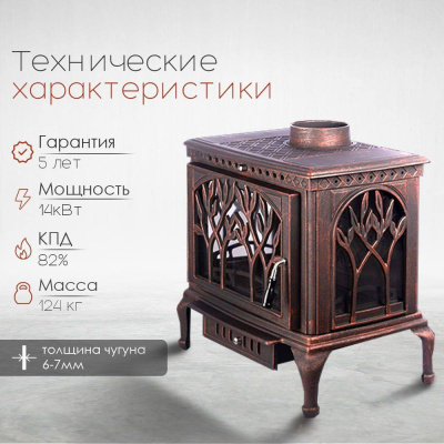 Печь-камин Loki Forest Bronze Печь-камин Loki Forest Bronze