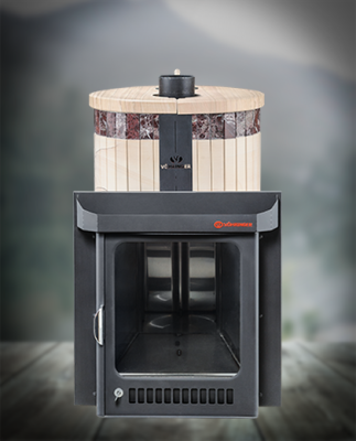  Банная печь Фёрингер Ламель Оптима ("Окаменевшее дерево" перенесённый рисунок+Россо Леванте)