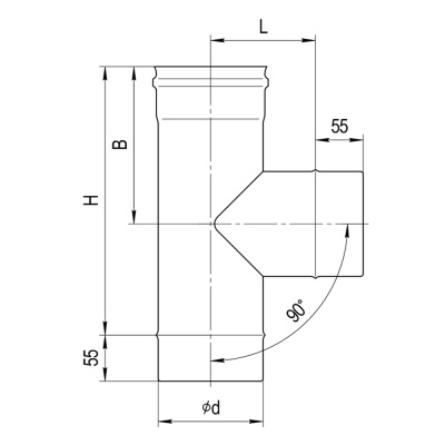 Тройник 90 град. Феррум (430/0,8) диам. 130