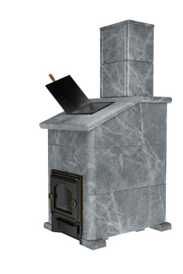  Премиальная банная печь "Сибирь-25" без ВТК в облицовке "Президент" талькомагнезит