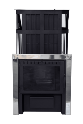  Банная печь НМК Сибирь с закрытой каменкой и панорамной дверцей