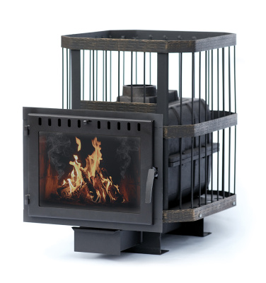  Чугунная банная печь НМК "Сибирь-20". Панорамная дверца (сетка)