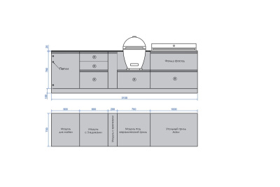 Кухня Astov BBQ № 16 (ширина 3100 мм)(готовое решение)