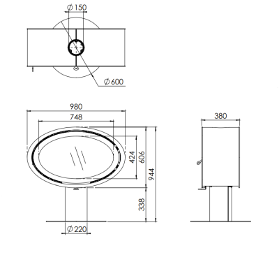  Печь Dik Geurts Oval (напольное основание)