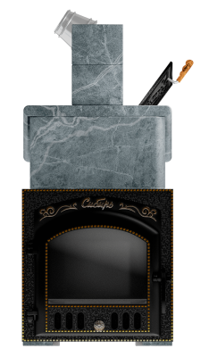  Премиальная банная печь "Сибирь-25" ЗК (дверка 545х545) в облицовке "Президент" талькомагнезит