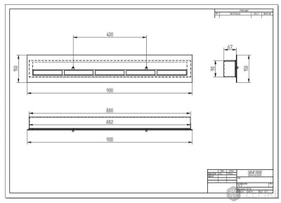 Прямоугольный контейнер Zefire 900 с крышкой внутри