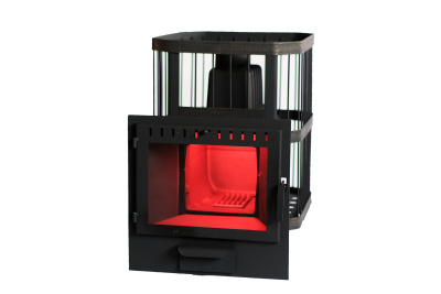  Чугунная банная печь НМК "Сибирь-22". Панорамная дверца (сетка)