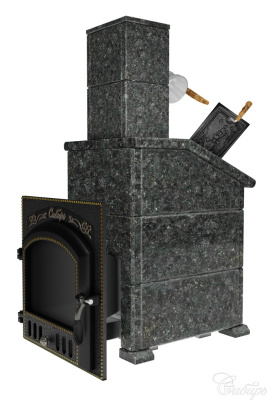 Премиальная банная печь "Сибирь-40"(дверка 700х700), в облицовке "Президент" пироксенит