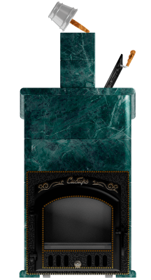  Премиальная банная печь "Сибирь-40"(дверка 545х545), в облицовке "Президент" змеевик