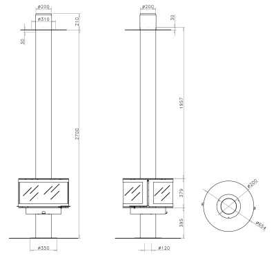 Дровяной камин ROCAL RONDE CENTRAL подвесной стальной Дровяной камин ROCAL RONDE CENTRAL подвесной стальной