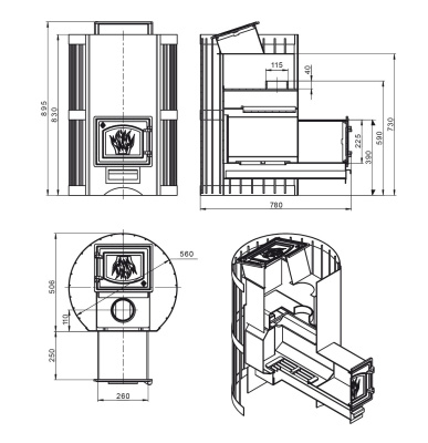  Банная печь Везувий Скиф с закрытой каменкой Стандарт (ДТ-3) 