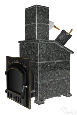  Премиальная банная печь "Сибирь-25" ЗК (дверка 700х700) в облицовке "Президент" пироксенит