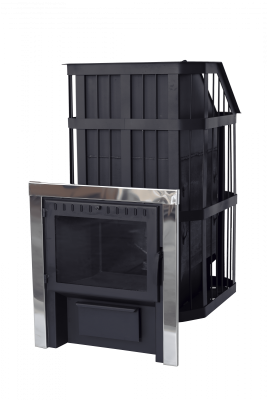  Банная печь НМК Сибирь с закрытой каменкой и панорамной дверцей