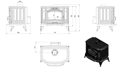  Чугунная печь Kratki Koza K 9 (с турбиной) 