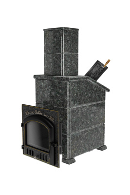  Премиальная банная печь "Сибирь-25" ЗК (дверка 545х545) в облицовке "Президент" пироксенит