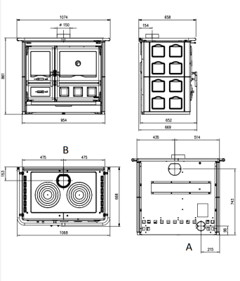  Отопительно-варочная печь La Nordica ROSA XXL MAIOLICA (бордовая/белая)