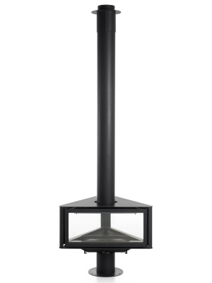 Дровяной камин ROCAL Born центральный в черном цвете стальной