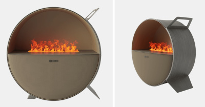 Паровой камин Airtone Unio с аудиосистемой (пепельный серый)