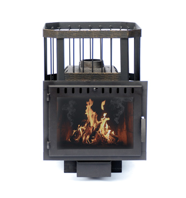  Чугунная банная печь НМК "Сибирь-20". Панорамная дверца (сетка)