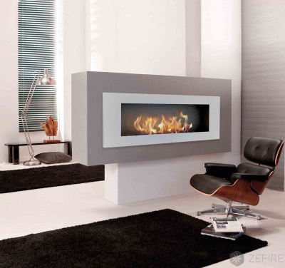 Биокамин Zefire Elliot 1200 с белой рамкой со стемалитом