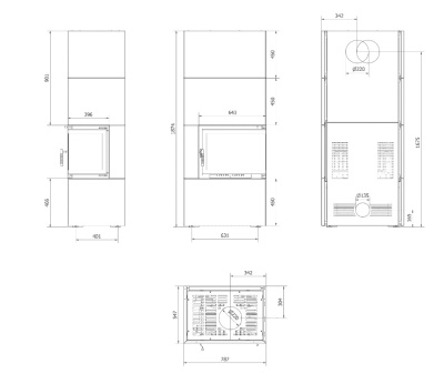 Каминокомплект SIMPLE Box черный с топкой BS, правый угол