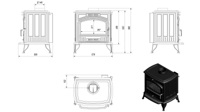  Чугунная печь Kratki Koza K 6 (c термостатом)