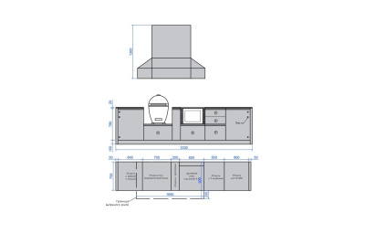 Кухня Astov BBQ № 11 (ширина 3330 мм)(готовое решение)