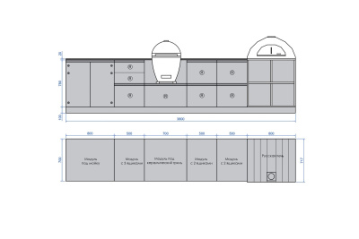 Кухня Astov BBQ № 14 (ширина 3800 мм)(готовое решение) Кухня Astov BBQ № 14 (ширина 3800 мм)(готовое решение)