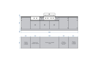 Кухня Astov BBQ № 13 (ширина 3600 мм)(готовое решение)