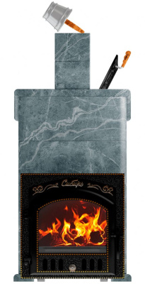  Премиальная банная печь "Сибирь-40"(дверка 545х545), в облицовке "Президент" талькомагнезит