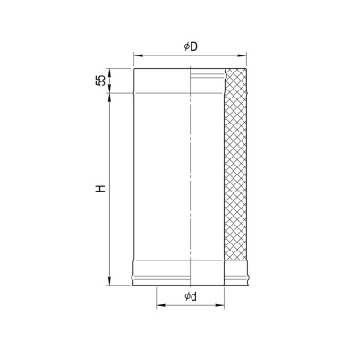 Труба сэндвич Феррум L-1000 (430/0,8 + нерж) диам.200х280