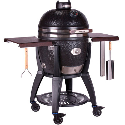 ГРИЛЬ MONOLITH AVANTGARDE CLASSIC ЧЕРНЫЙ МАТОВЫЙ С БОКОВЫМИ СТОЛИКАМИ И ПОДСТАВКОЙ НА КОЛЕСИКАХ