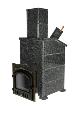  Премиальная банная печь "Сибирь-40"(дверка 545х545), в облицовке "Президент" пироксенит