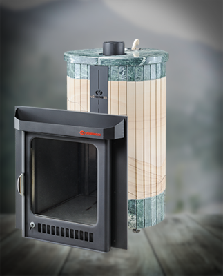  Банная печь Фёрингер Ламель Оптима ("Окаменевшее дерево" перенесённый рисунок+Змеевик)