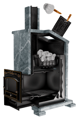  Премиальная банная печь "Сибирь-40"(дверка 700х700), в облицовке "Президент" талькомагнезит