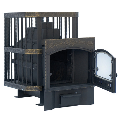  Чугунная банная печь НМК "Сибирь-24". Каминная дверца "Сибирь" (сетка)