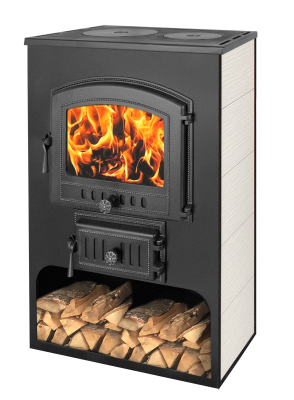  Печь-камин Везувий ПК-03(224) (с плитой, в бежевой плитке)